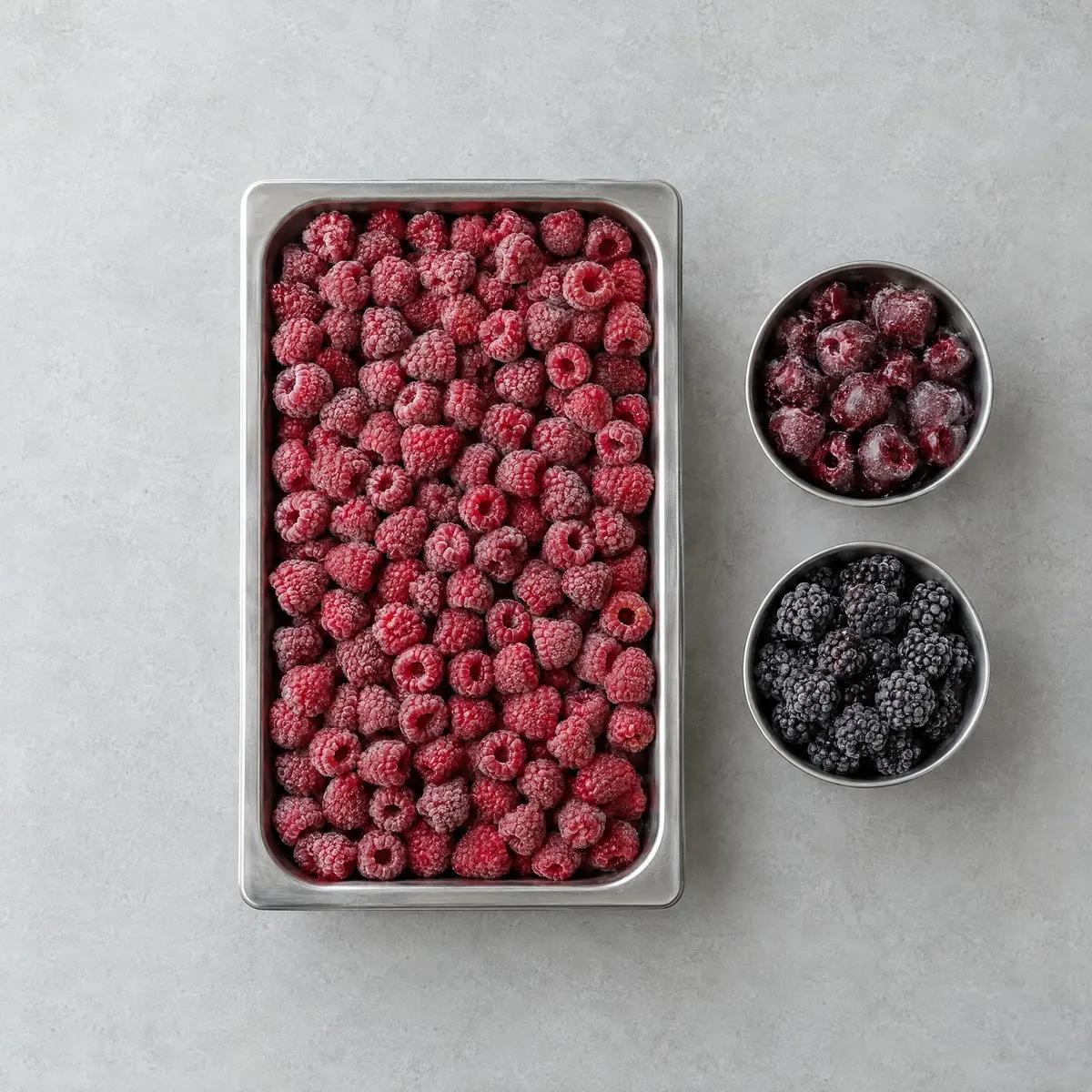 Frozen raspberries and blackberries
